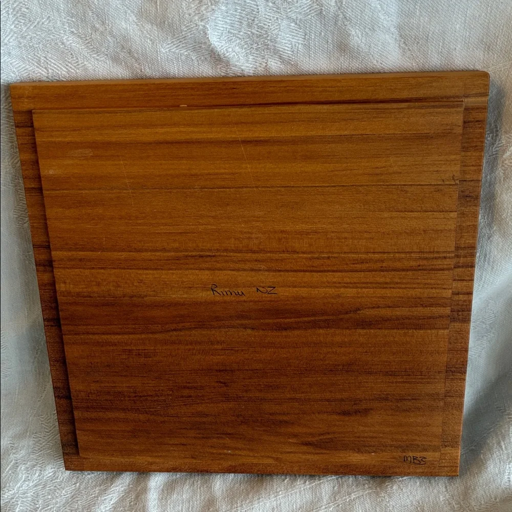 Silver-plated Coffee or Tea Pot + Teak Cheese Board hammered texture wood handle